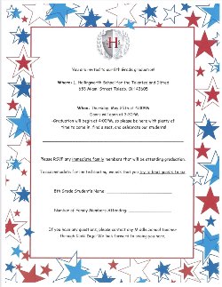 Picture of 8th Grade graduation invitation.