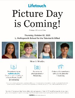 A picture of the Lifetouch photo flyer which gives details of the day and time and also gives the code for our school to place photo order.