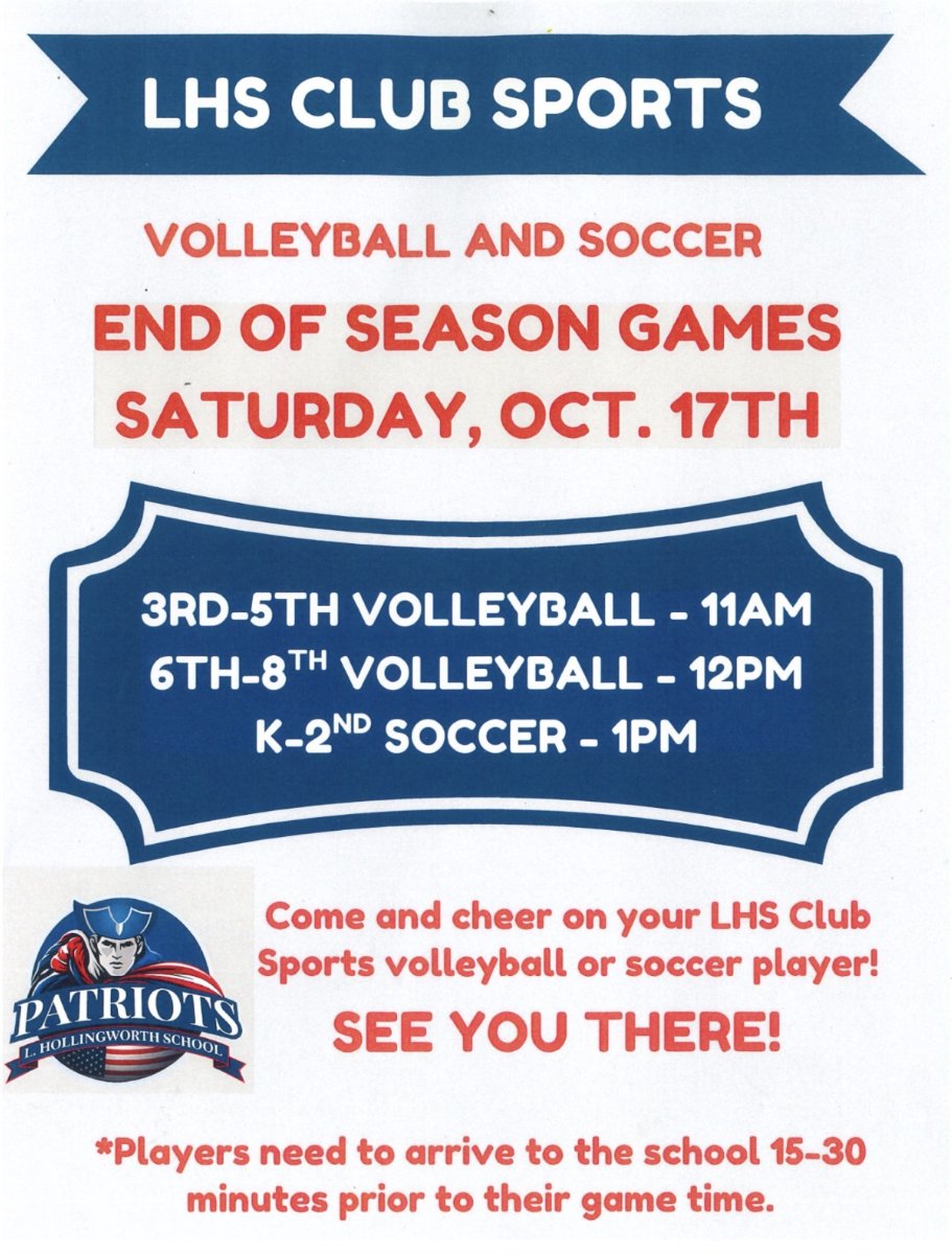 LHS club sports flyer. 